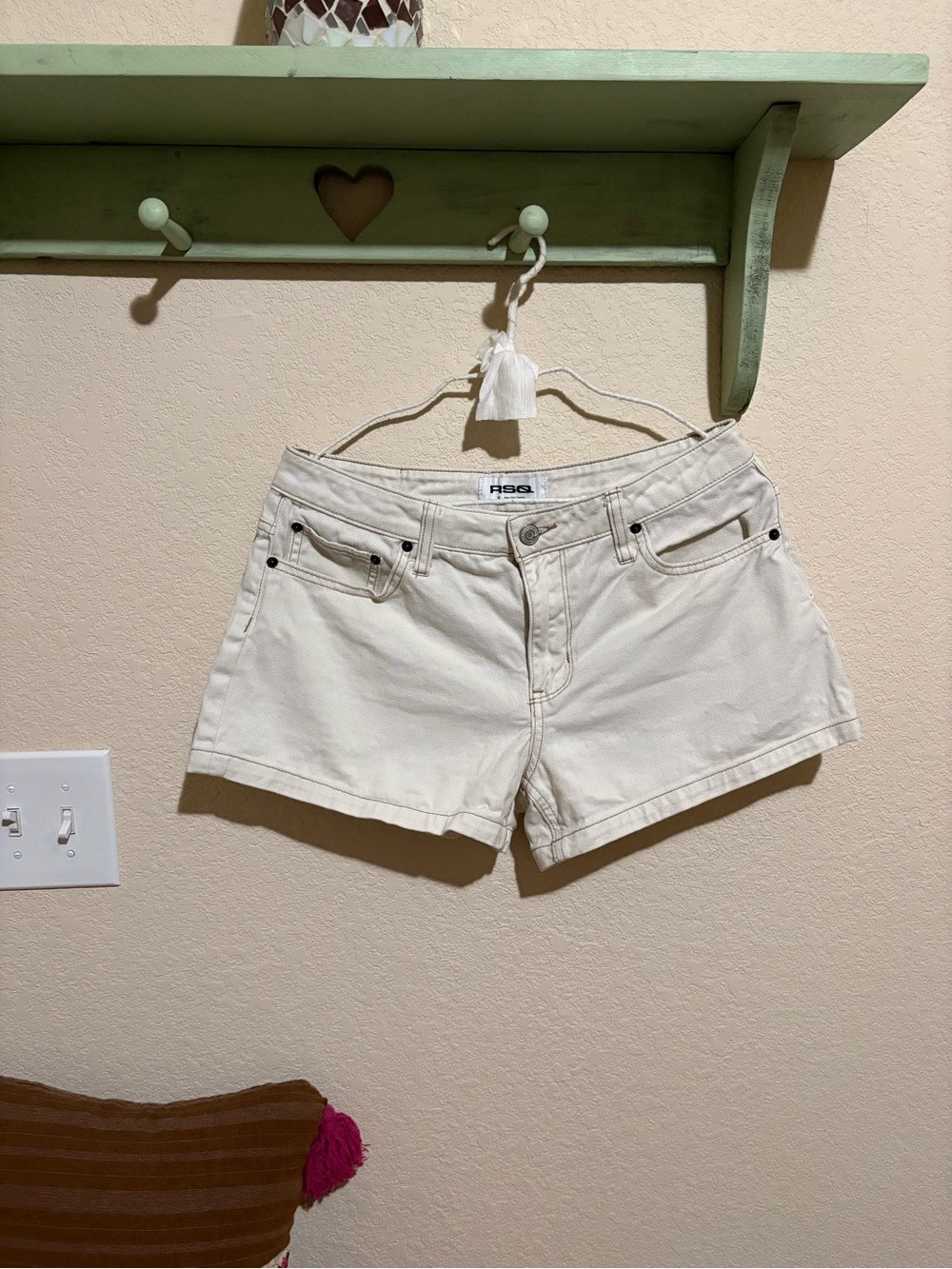 RSQ Cream Denim Jean Shorts